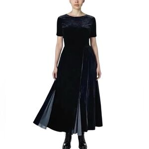 Y2K Black Velvet Midi Skirt 10 Goth Fairy Grunge Witchy Boho Romantic